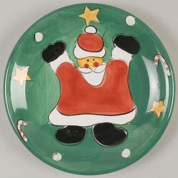 Gibson Other - 3 GIBSON DESIGNS, Festive Green Santa Dinner Plates, 11'